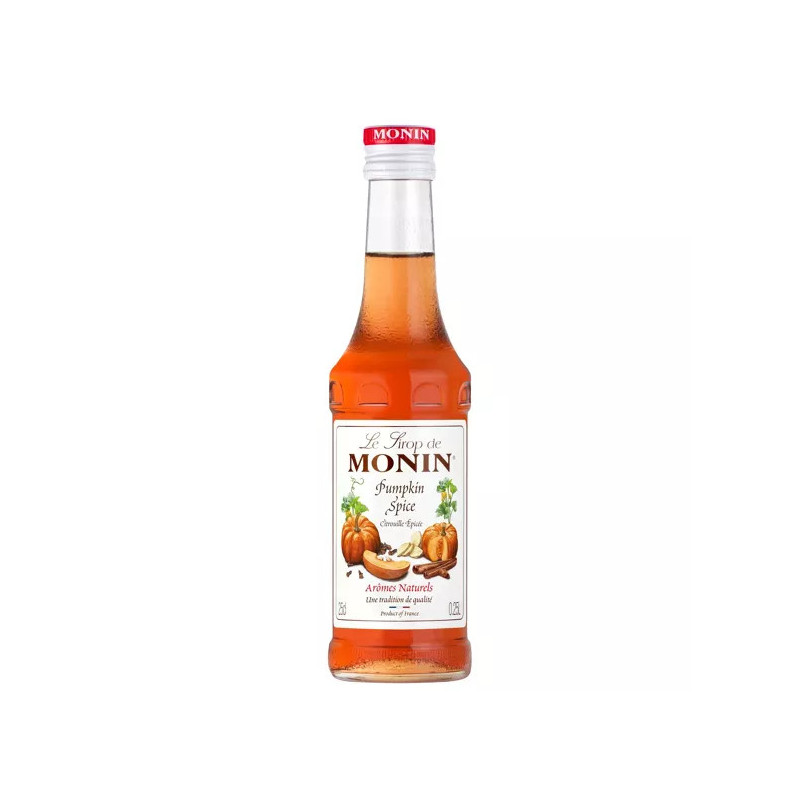 MONIN - Sirop Saveur Citrouille Épicée pour boisson chaude et cocktail - Arômes naturels - 25cl