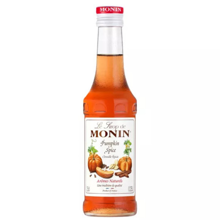 MONIN - Sirop Saveur Citrouille Épicée pour boisson chaude et cocktail - Arômes naturels - 25cl