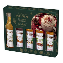 MONIN - Coffret de sirops pour Boissons chaudes de Noël - 5x5 cl