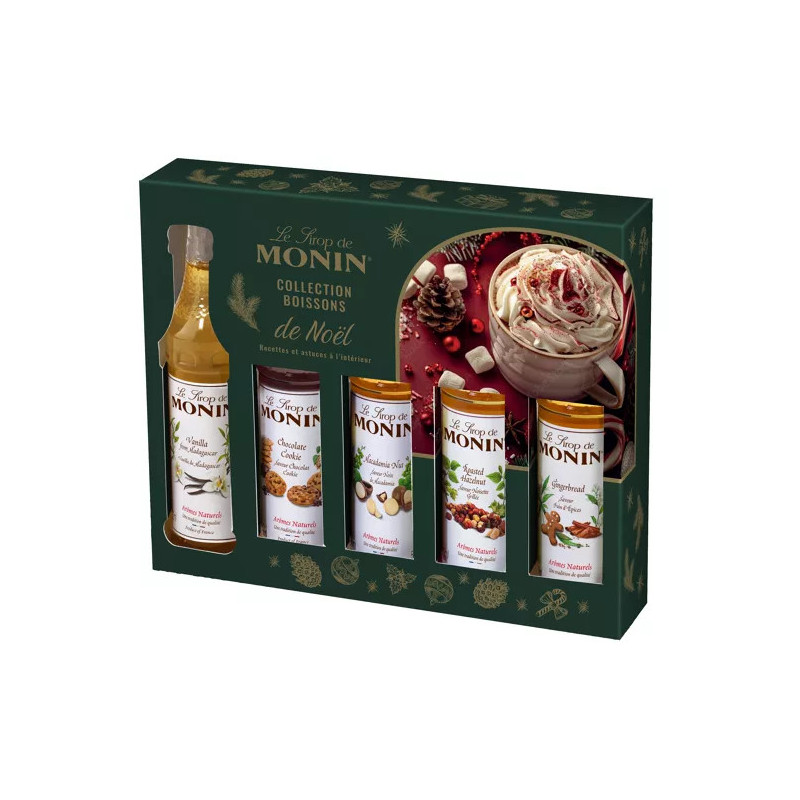 MONIN - Coffret de sirops pour Boissons chaudes de Noël - 5x5 cl