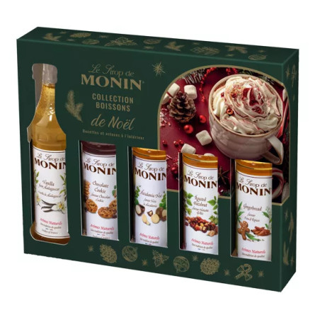 MONIN - Coffret de sirops pour Boissons chaudes de Noël - 5x5 cl