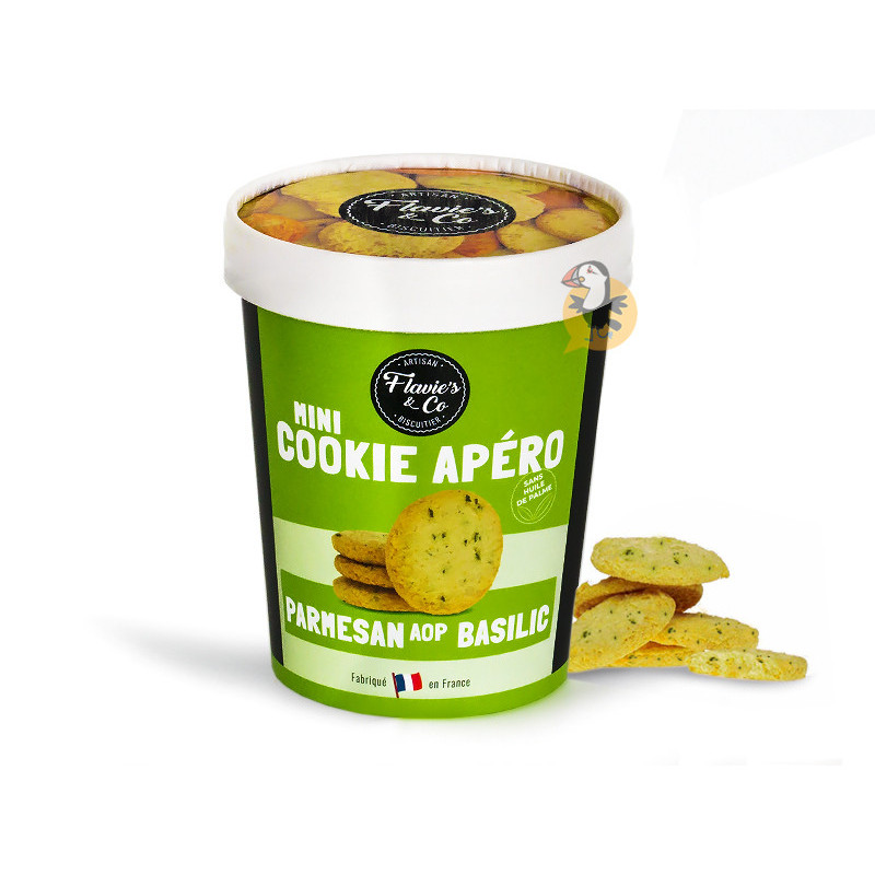FLAVIE'S & CO - Cookies Salés : Parmesan A.O.P. – Basilic 100gr