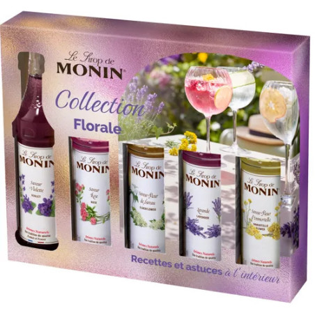 MONIN - Coffret Collection Floral pour cocktails pétillants avec ou sans alcool- 5x5cl