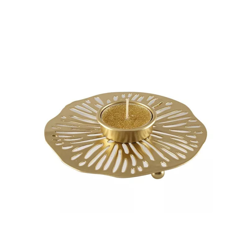 AULICA - Bougeoir métal dore nénuphar