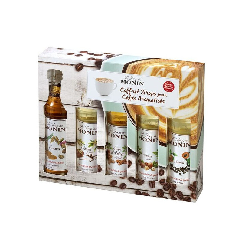 MONIN - Coffret Café pour boisson chaude et cocktail - Arômes naturels - 5x5cl