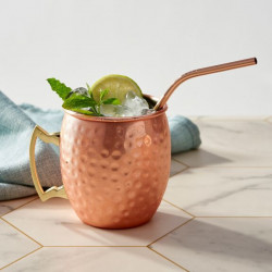 OAK & STEEL - Tasse à cocktail Mule cuivré avec paille