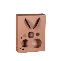 EMB. Sac en kraft ajouré "Bulles" pour 3 bouteilles