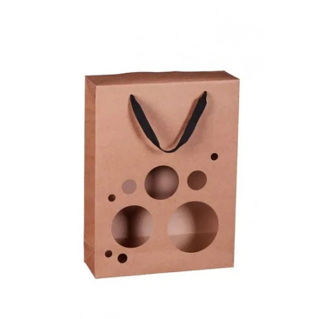 EMB. Sac en kraft ajouré "Bulles" pour 3 bouteilles